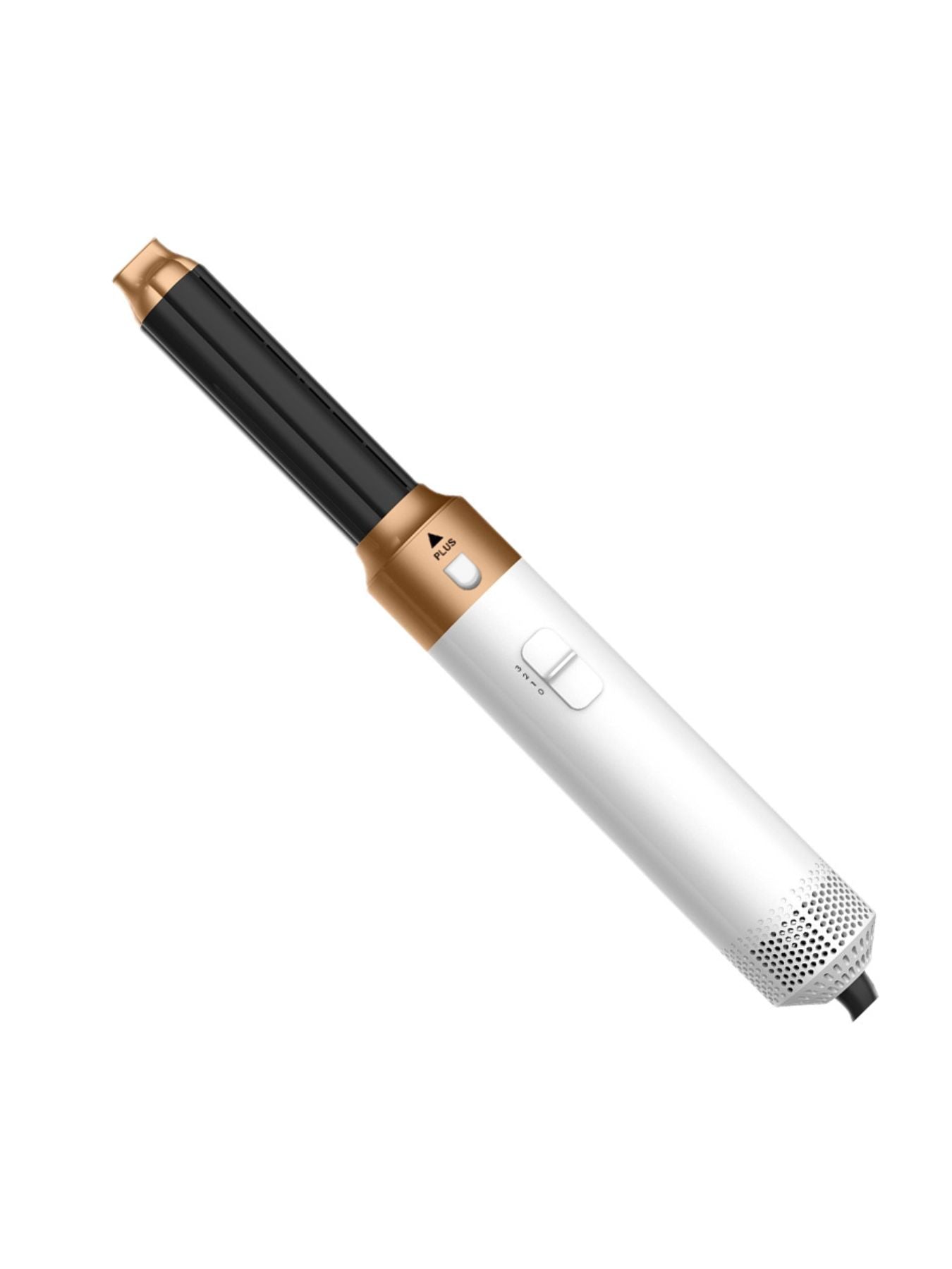 Hot Air Brush handle with black barrel styling attachment and gold accent ring