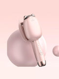 Pale Blush cat-shaped heated curling iron, close view of barrel and power button.