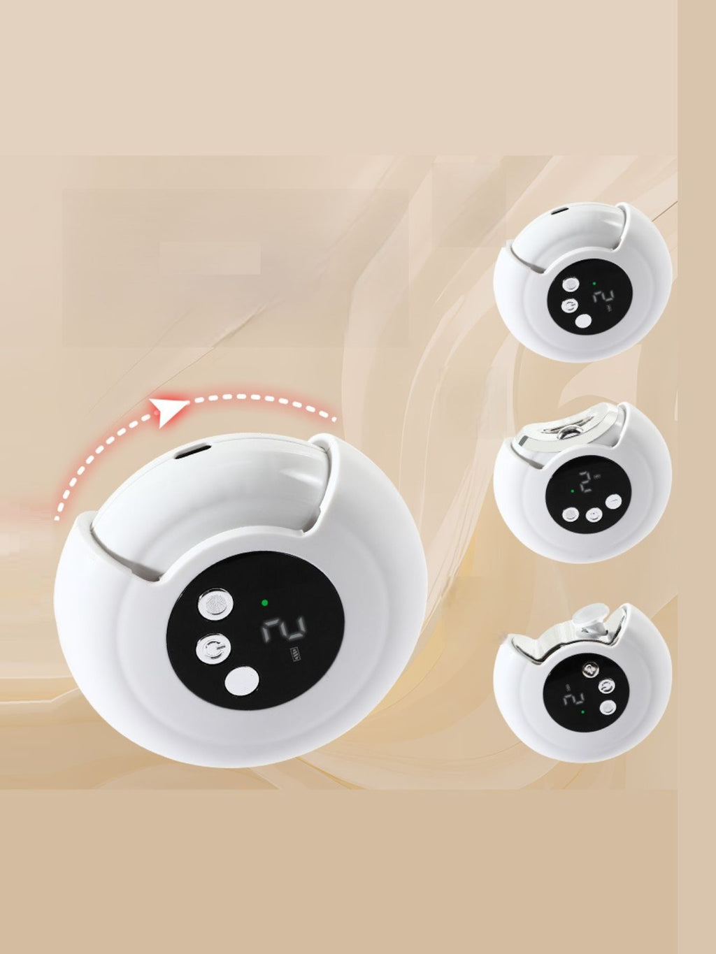 Portable electric nail buffer polisher set, white body with digital display and speed lights