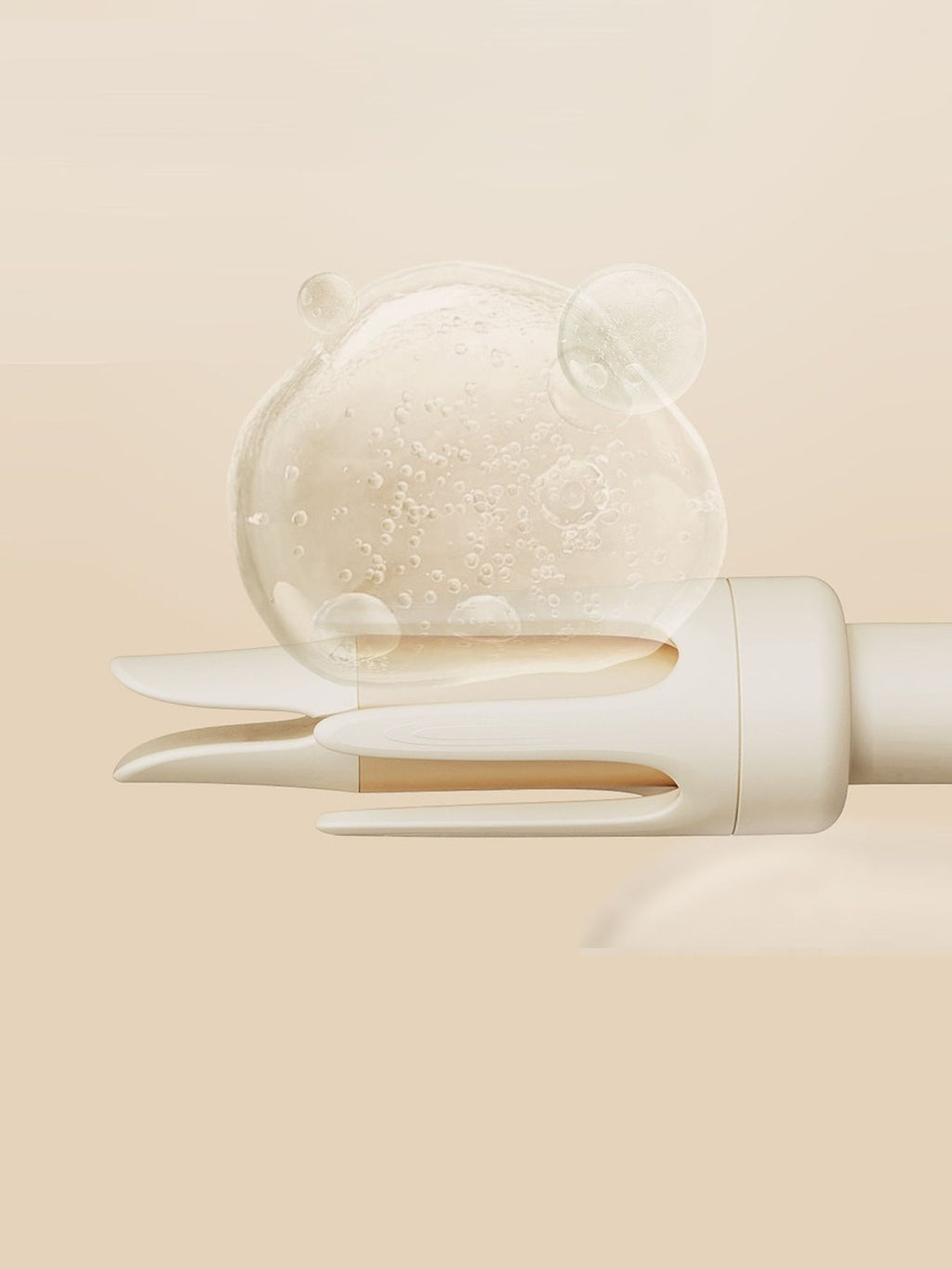Automatic hair curling iron with transparent bubbled glove-like cover over the barrels