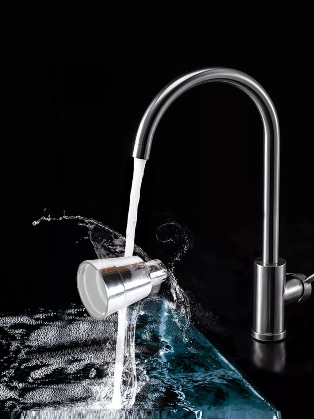 Nose hair trimmer head under running water splash