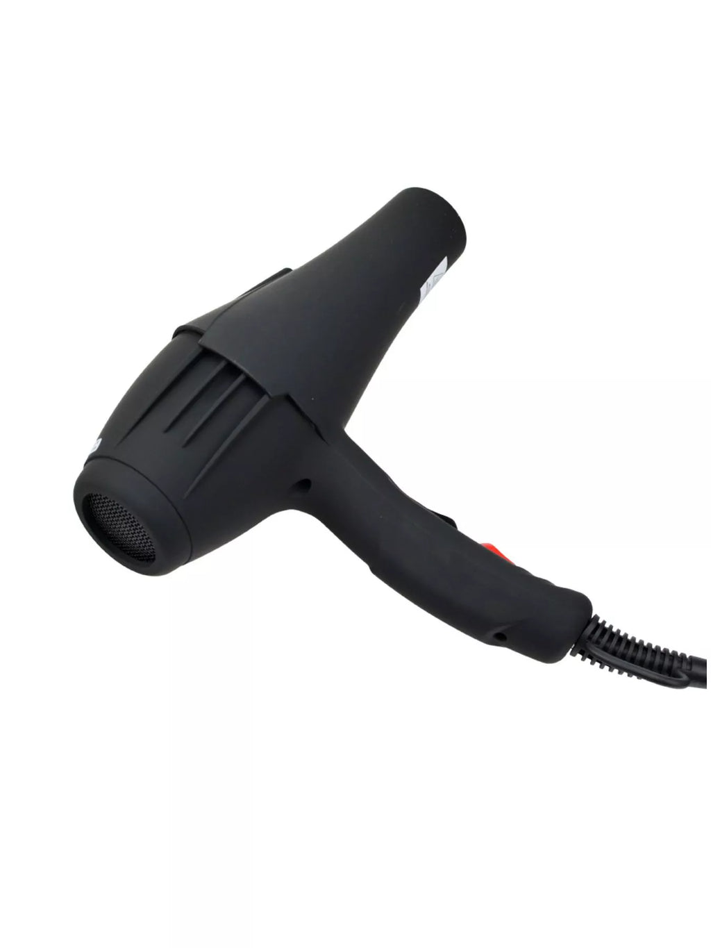 Black multi-speed hair dryer with rear intake grill and handle control area